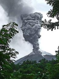 The volcano puffing