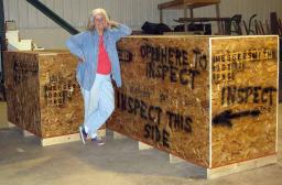 Eunie with our crates