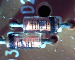 Electronic components (diodes) in an alarm clock