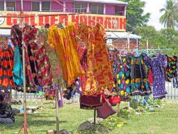 Colourful, locally made dresses