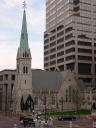 Old church on Monument Circle in Indianapolis - underxposed
