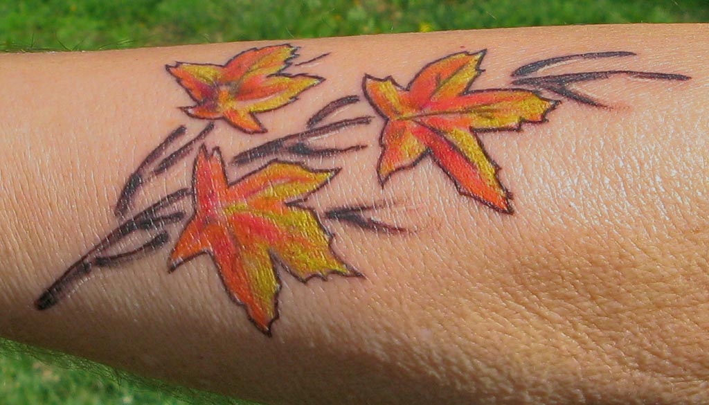 The finished Maple Leaf tattoo I'm calling it O Canada