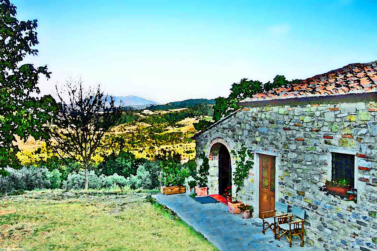 A watercolour of a little villa near Firenze, Italy A watercolour of a little villa near Firenze, Italy