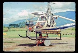 Me cowering under a hovering helicopter