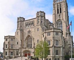 The Scottish Rite Cathedral in Indianapolis - no longer leaning back