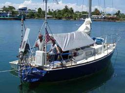 Stap Isi sitting safely at anchor after a long passage