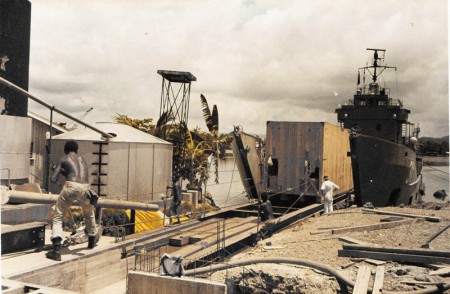The huge Niigata generator arriving in Madang in 1980