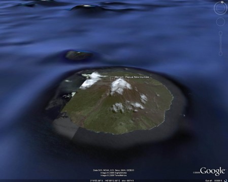 A Google Earth image of Manam Island