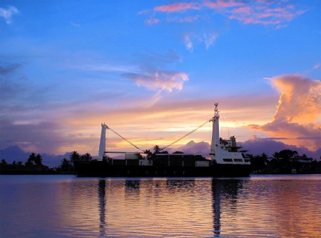 Leaky boat sunrise