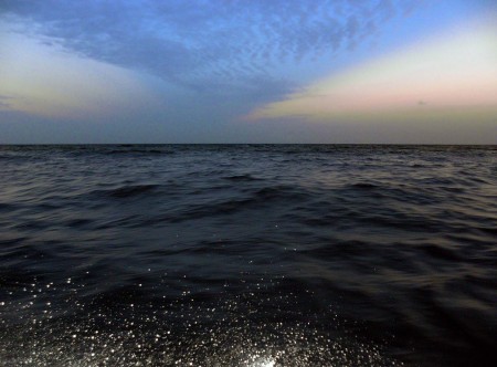 Sky, sea, and spray on the way back from Blueblood