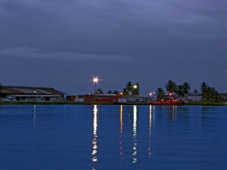 Main wharf in Madang at dusk