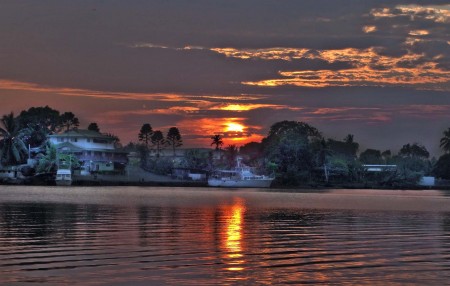 Sunrise at our house in Madang, Papua New Guinea
