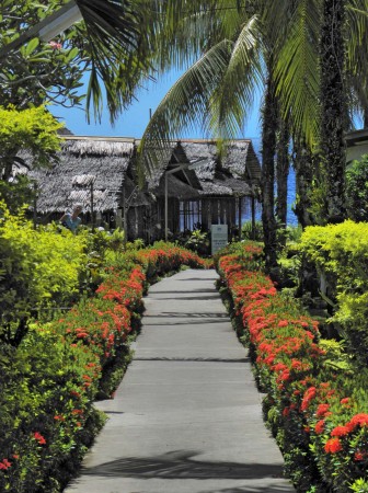 Looking down the main walkway of the Madang Lodge