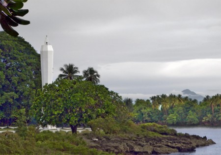 Coastwatcher Monument with Kar Kar Island in the distance