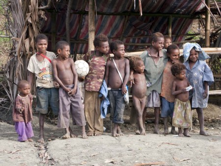 A bunch of village kids