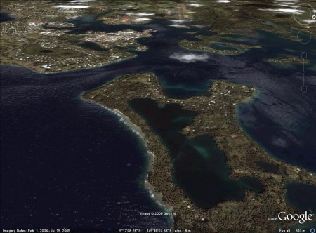 Landing at Madang courtesy of Google Earth