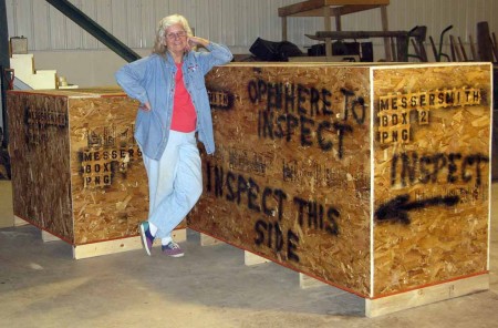 Eunie with the crates packed for Madang