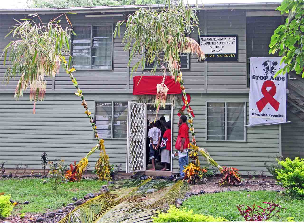 Madang Prov. AIDS Committee Secretariat Office, decorated in traditional Yabob style Madang Prov. AIDS Committee Secretariat Office, decorated in traditional Yabob style